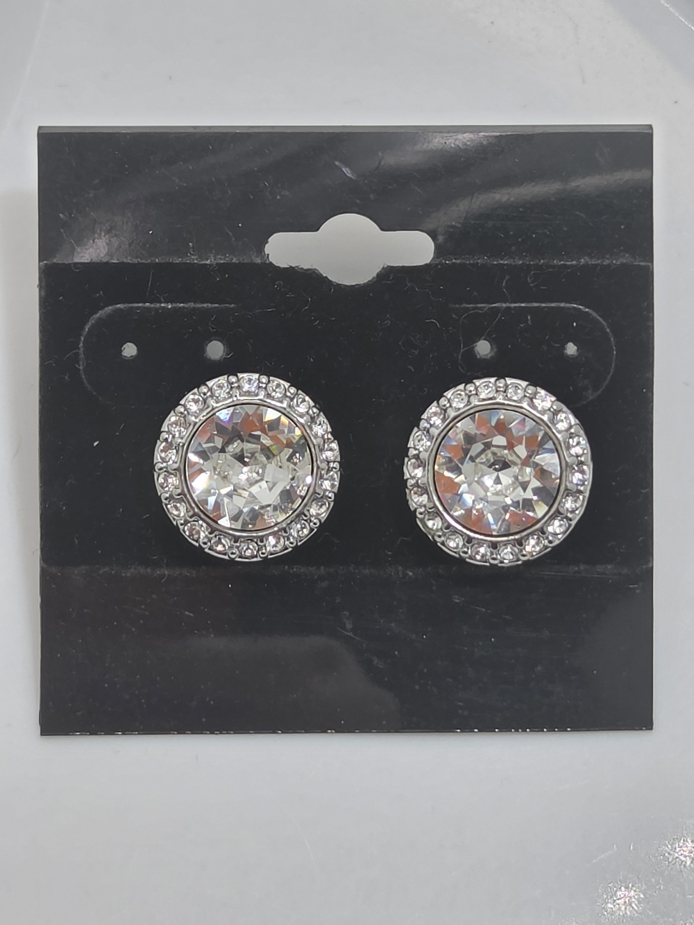 💎 Authentic Givenchy Crystal Halo Stud Earrings | Silver Tone Button Earrings ✨